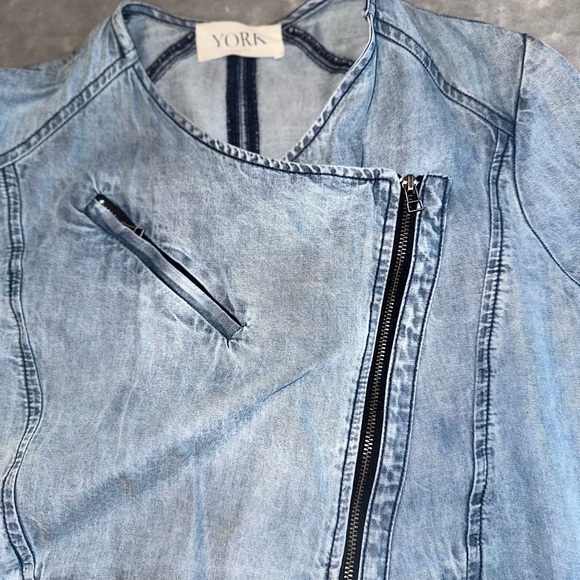 York lightweight jeans biker jacket size xs - Picture 2 of 5